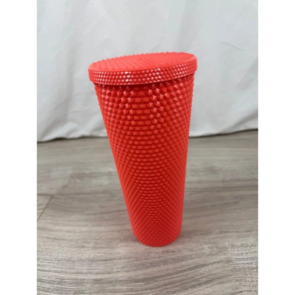 Starbucks Summer‎ 2022 Bling Studded Dragon Fruit Coral 24oz Tumbler No Straw